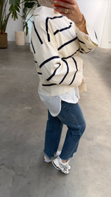Naya stripe knit offwhite/blue