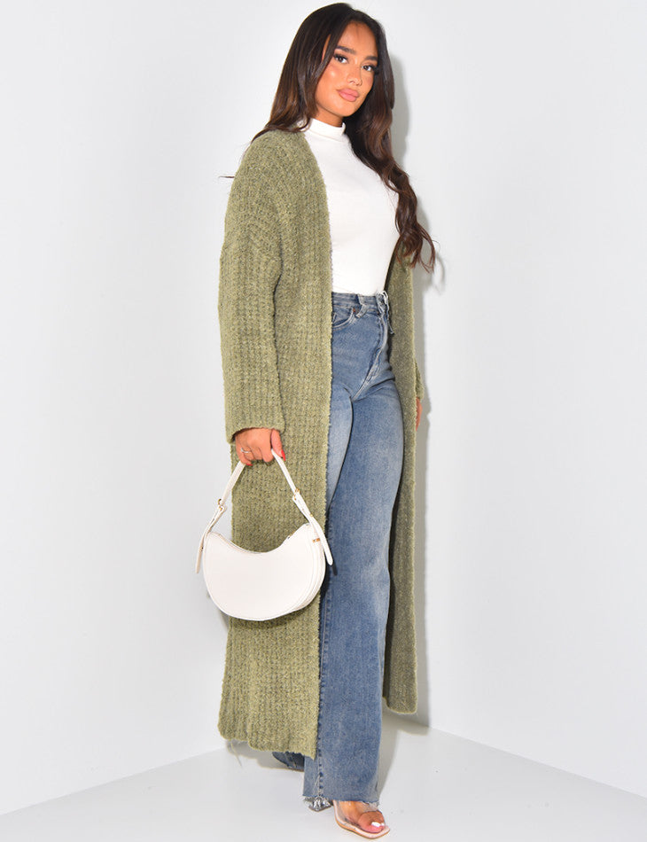 LONG SOFT KNITTED CARDIGAN KHAKI