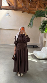 COTTON DRESS BROWN