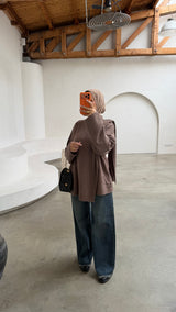 Draped Poncho Sweater taupe