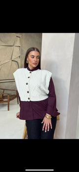 KNITTED GILET ECRU