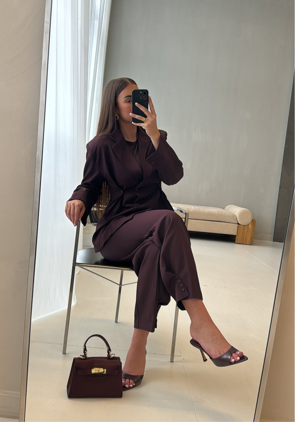 AZILI High-Waist Wide Leg Pantalon BORDEAUX