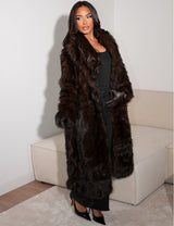 FAUX FUR LONG COAT CHOCO