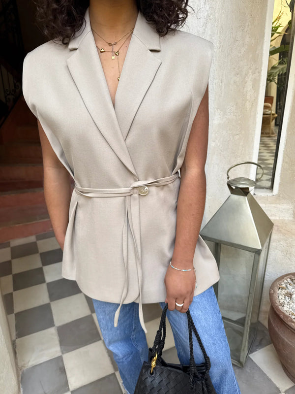 SLEEVELESS BLAZER BEIGE