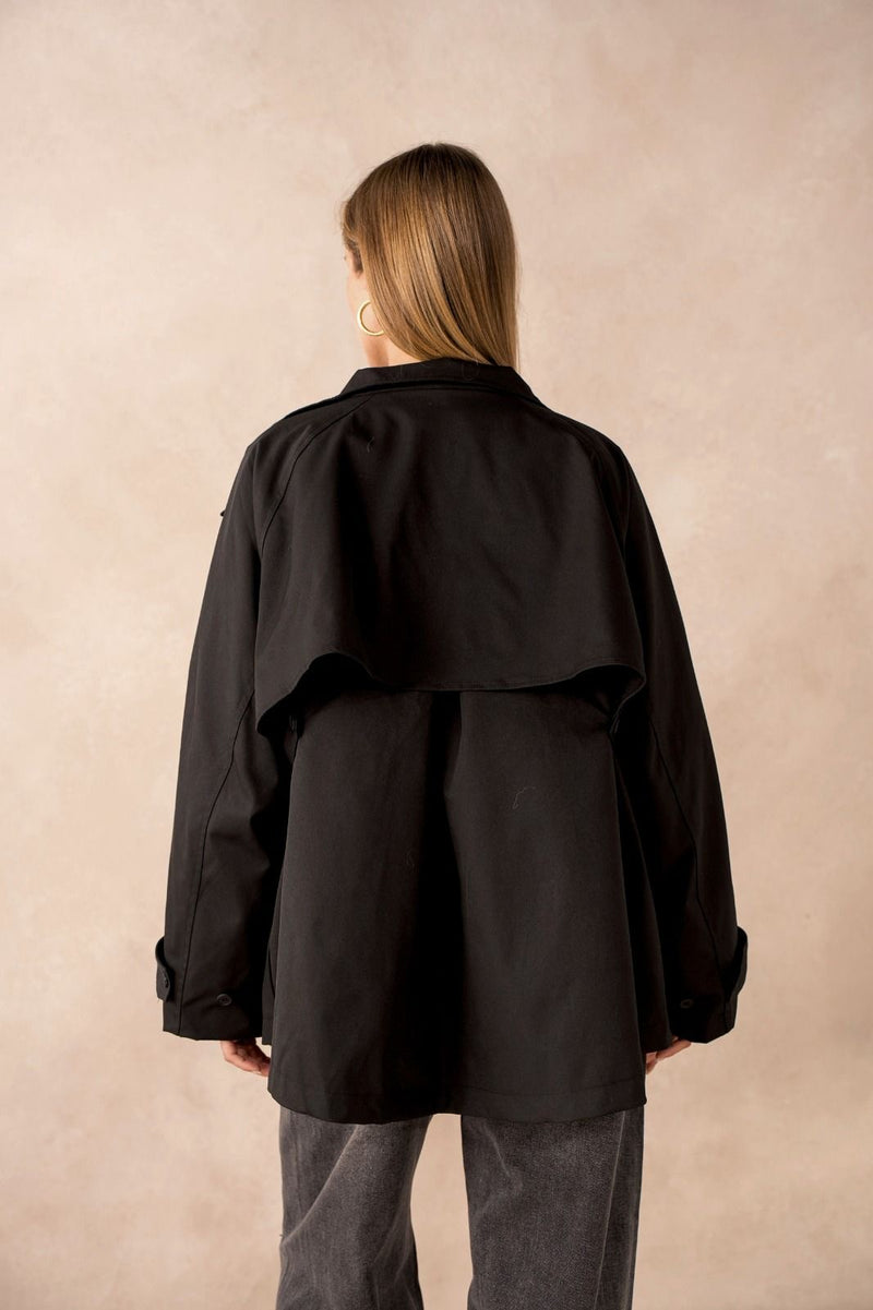 SHORT TRENCH COAT BLACK