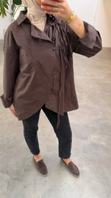 Wrap detail blouse brown