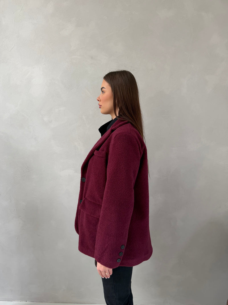 ROSY WOOL BLAZER RED