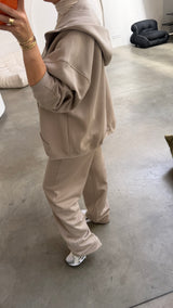 ESSENTIAL OVERSIZED ZIP HOODIE- BEIGE