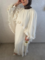 LONG SLEEVED CAPE DRESS ECRU