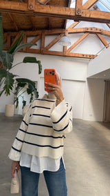 Naya stripe knit offwhite/blue