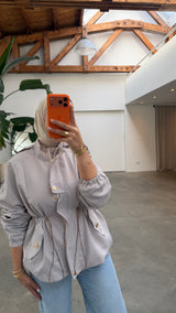 Striped Utility Jacket taupe