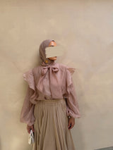 LIVIA RUFFLE BLOUSE TAUPE