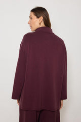 Dentella zipper top aubergine