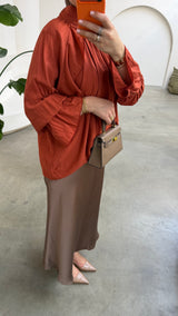 LINDA RUFFLE BLOUSE TERRACOTTA