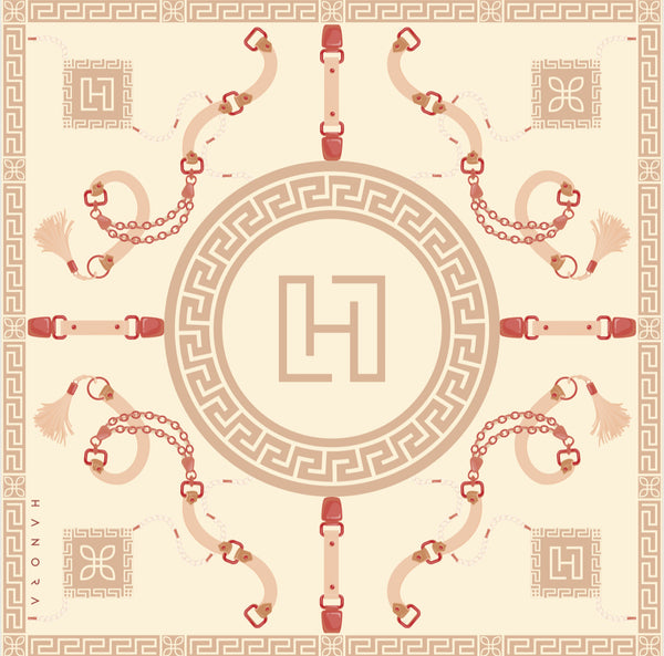 HANORA SIGNATURE SILK SCARF- BLUSH BEIGE