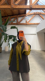 MILA TIE BLOUSE OLIVE