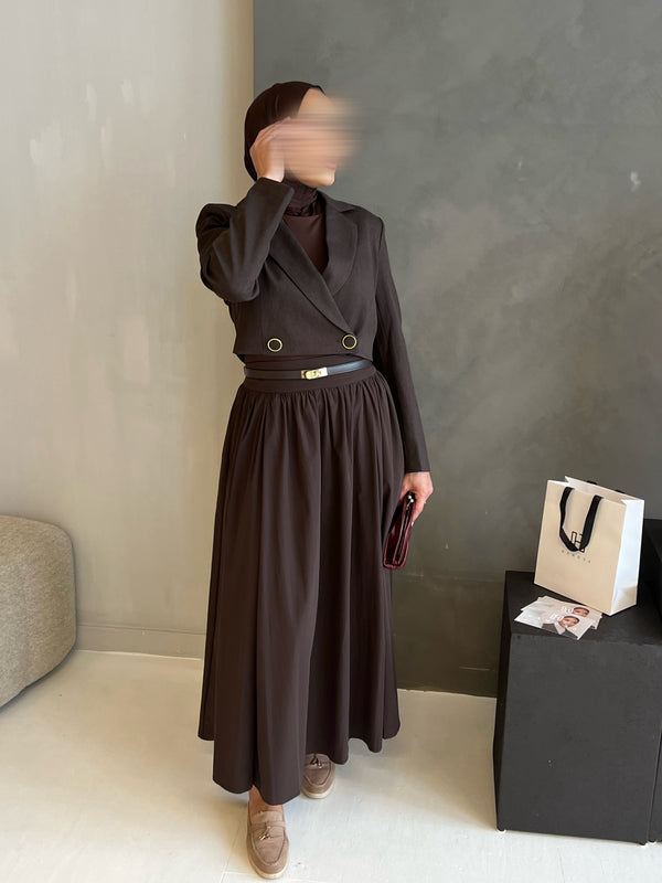 CROP BLAZER BROWN