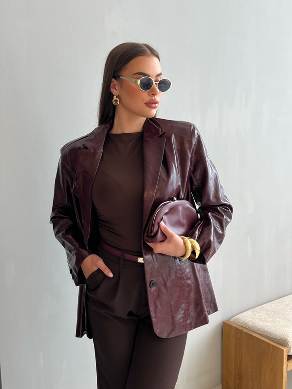 KARA LEATHER BLAZER