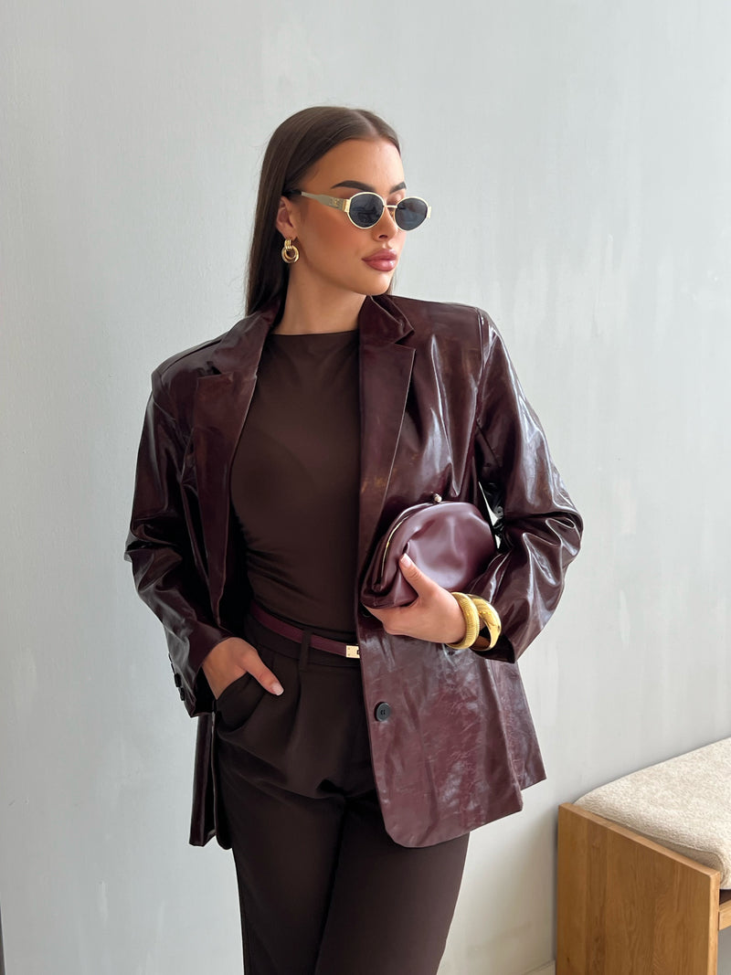 KARA LEATHER BLAZER