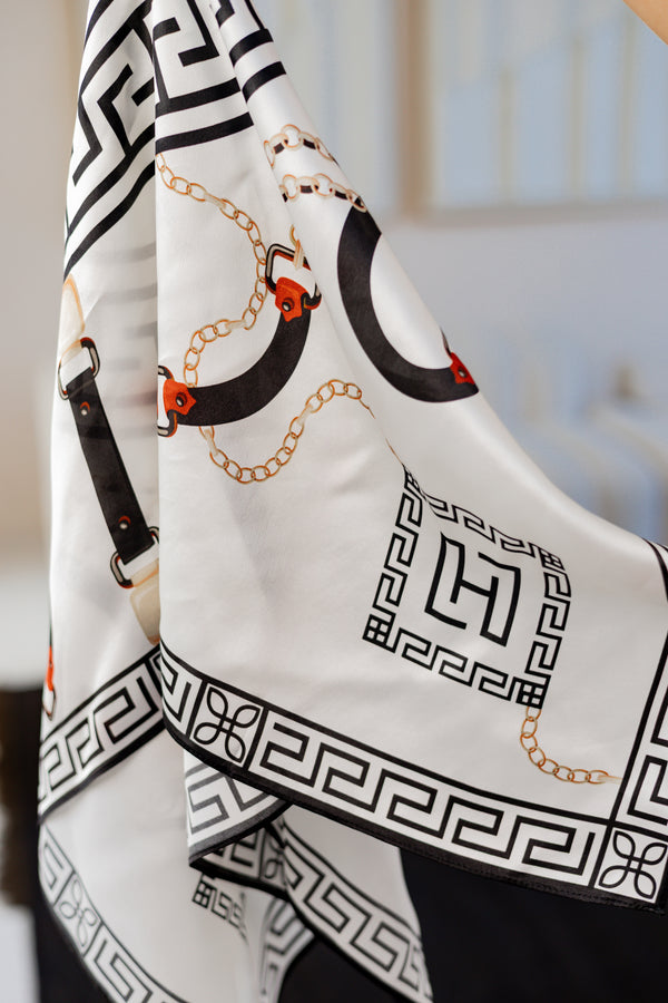 HANORA SIGNATURE SILK SCARF- CLASSIC BLACK