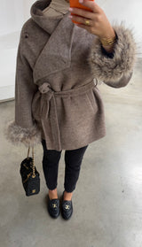 SOANE FUR COAT TAUPE
