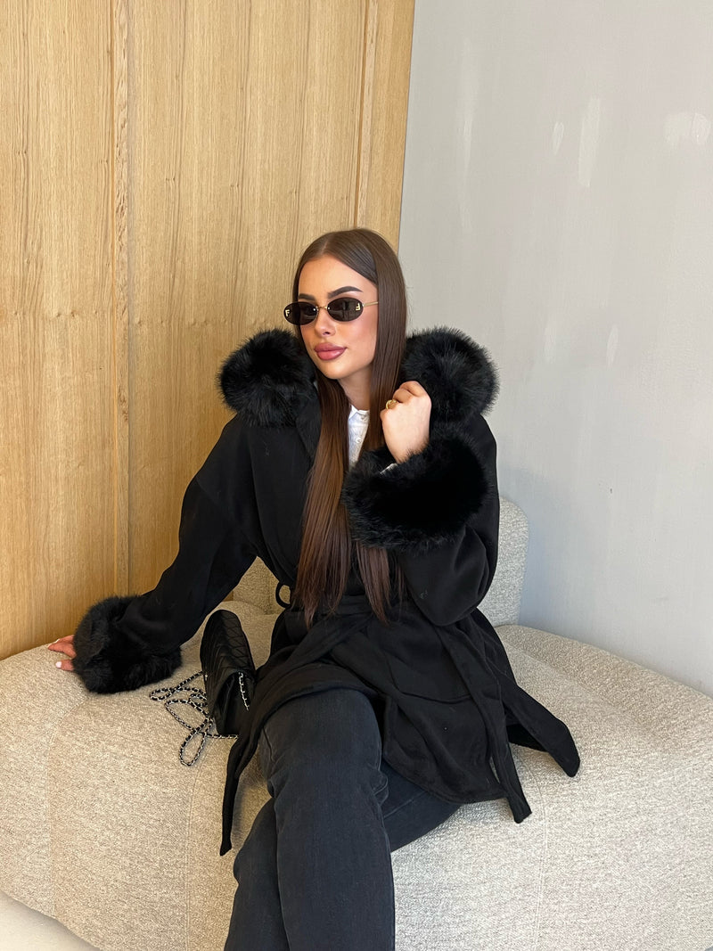 FAUX FUR JACKET BLACK