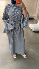 CHECKED DRESS BLUE