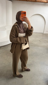 LIA PANTALON TAUPE/GREEN