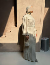 LUNA STRIPE DRESS BEIGE