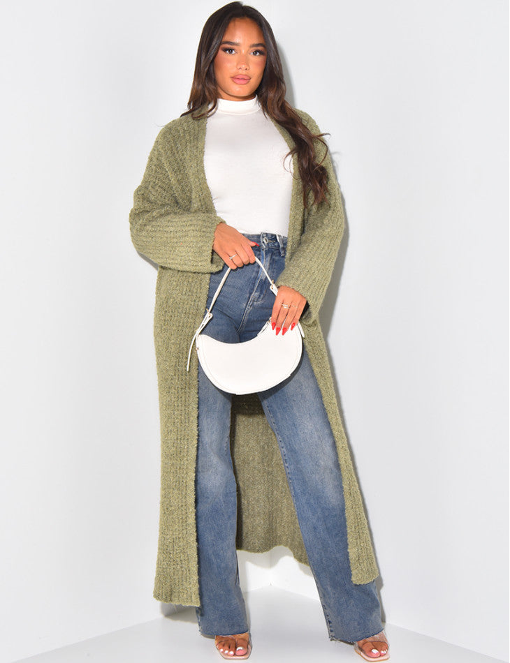 LONG SOFT KNITTED CARDIGAN KHAKI