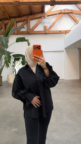 Elara ruffle blouse black