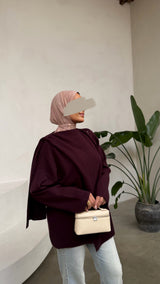 Draped Poncho Sweater Purple