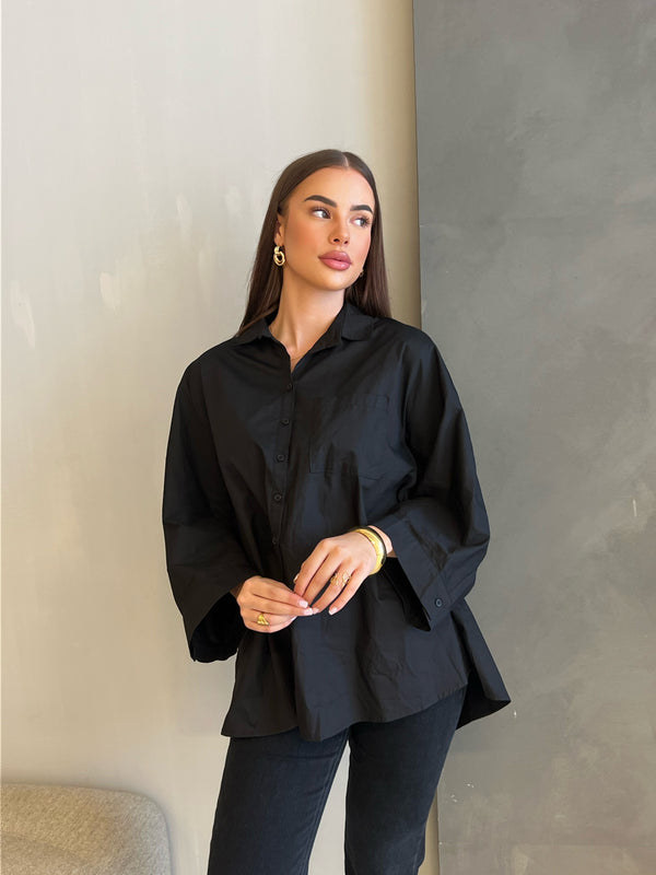 Oversized long blouse black