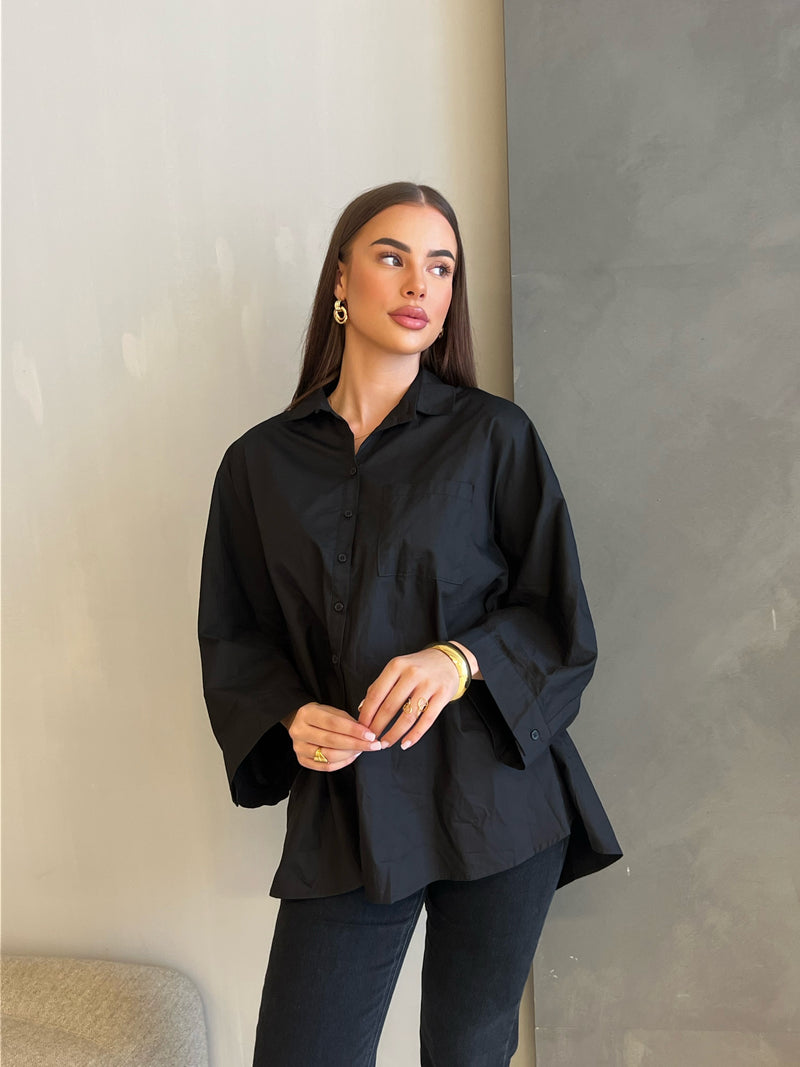 Oversized long blouse black