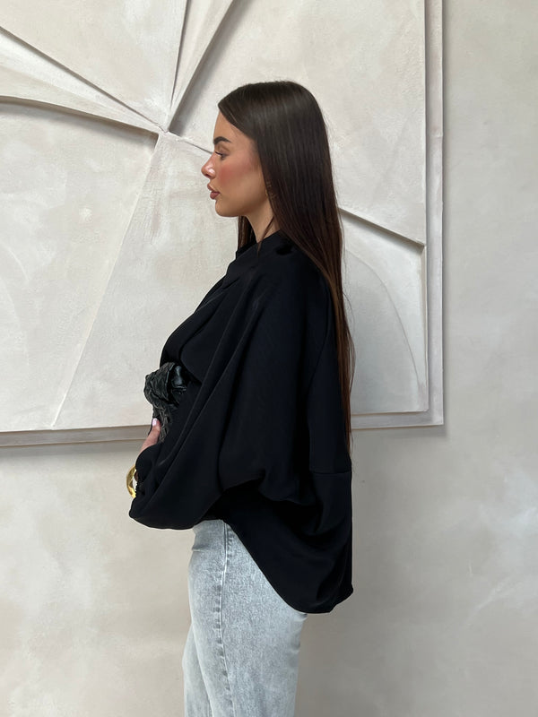 RIMA ZIPPER TOP BLACK