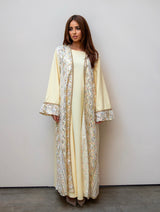SLEEVELESS KIMONO SET WITH CAFTAN EFFECT YELLOW