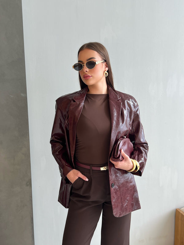 KARA LEATHER BLAZER