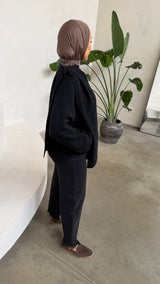 Draped Poncho Sweater Black