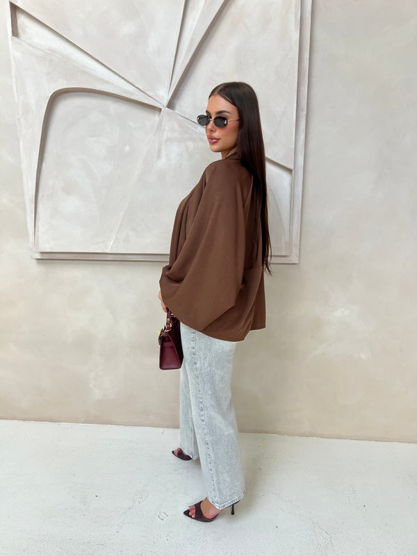 RIMA ZIPPER TOP BROWN
