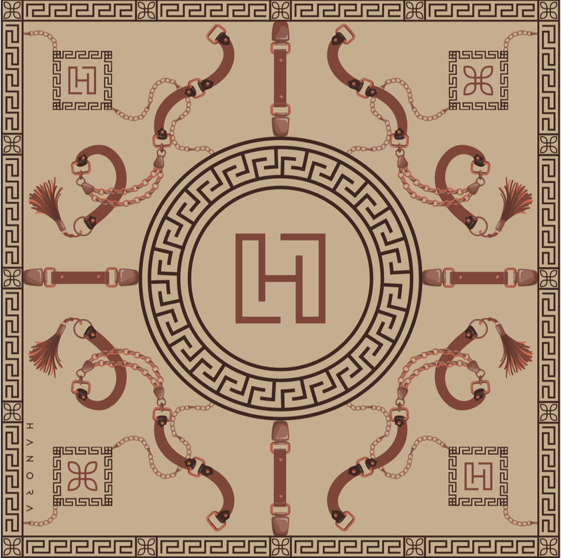 HANORA SIGNATURE SILK SCARF- MOCHA BROWN