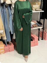 MELINE OVERSIZED STRASS ABAYA ENERALD GREEN