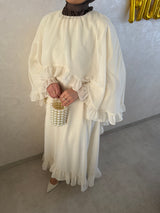 LONG SLEEVED CAPE DRESS ECRU
