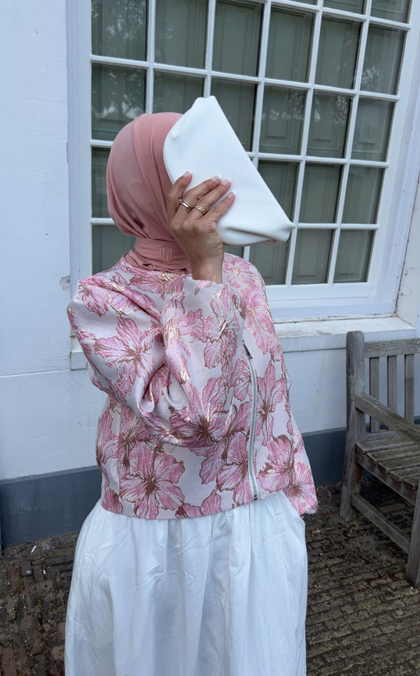 FLORA JACQUARD VEST PINK