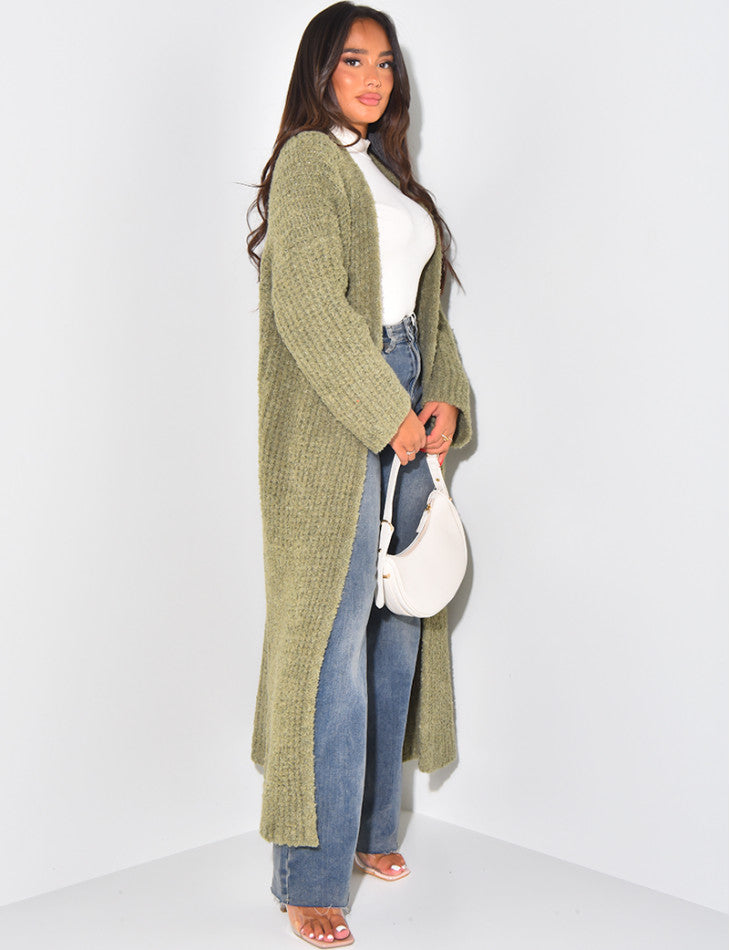 LONG SOFT KNITTED CARDIGAN KHAKI