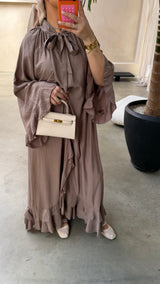 RUFFLE DRESS TAUPE