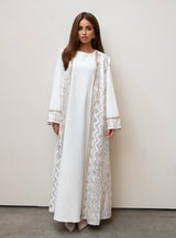 SLEEVELESS KIMONO SET WITH CAFTAN EFFECT WHITE