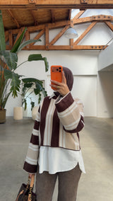 maven striped sweater brown