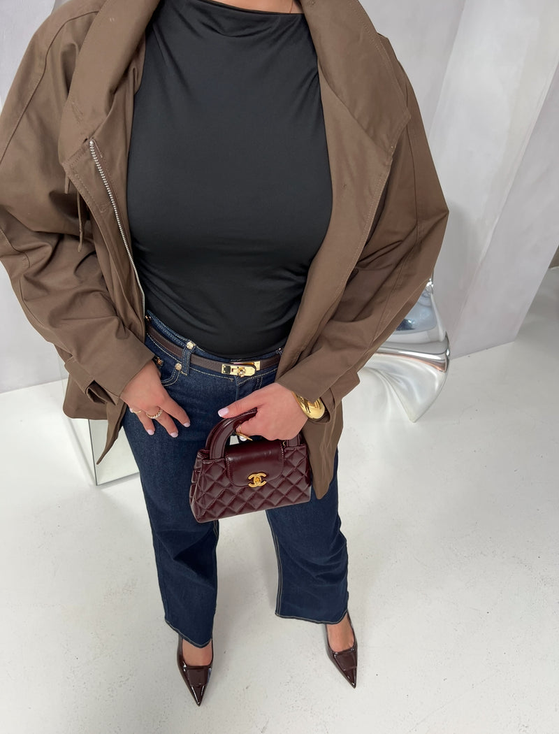 SHORT TRENCH COAT BROWN