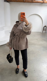 SOANE FUR COAT TAUPE