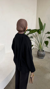 Draped Poncho Sweater Black